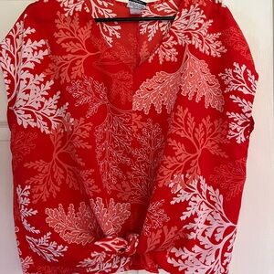 Manuhealii Coral tie front top